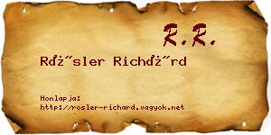 Rösler Richárd névjegykártya